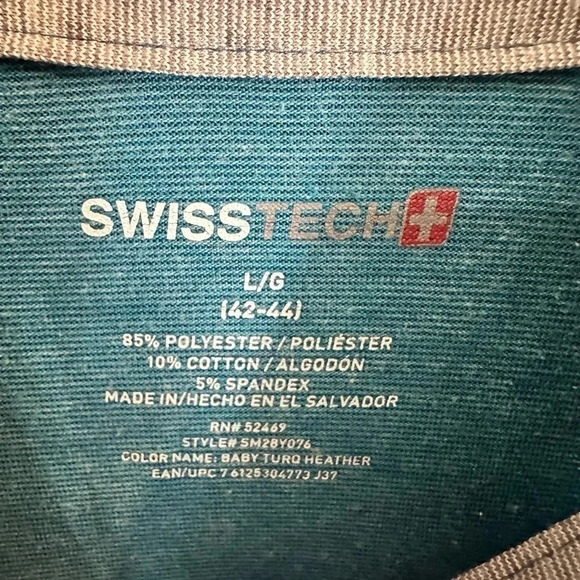 SwissTech short Sleeve Polo shirt. Baby Turquoise Heather Size Large - Picture 4 of 9